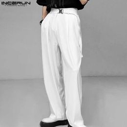 Herenbroek Casual Eenvoudige stijl Nieuwe herenbroek INCERUN Metalen riem Lange broek Mode Goed passende mannelijke Hot Sale Solid Pantalons S-5XL L230520