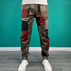 Pantalon pour hommes Casual Slim Fit Pantalon Mâle Plaid Hippie Harem Streetwear Y2k Tendance Classique Mode Coton Polyester Style Coréen