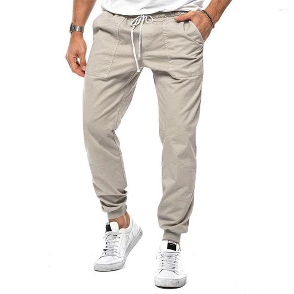 Pantalons pour hommes décontracté couleur unie pantalons de survêtement mode poche ample sport actif Cargo pantalon mâle vêtements pour hommes