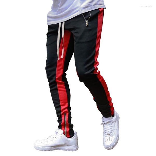 Pantalones deportivos informales para hombre, pantalones deportivos para correr, Hip Hop, con cremallera, deportivos, negros, para correr, culturismo, talla M-XXL