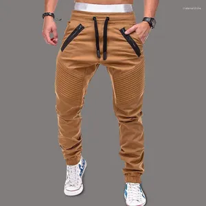 Pantalon pour hommes décontractés de la mode sportive élastique slackline jogger double fermeture à glissière.