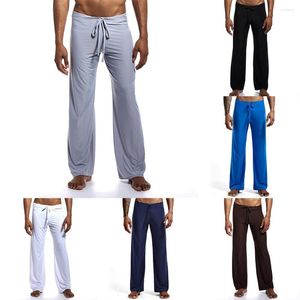 Pantalones de hombre deportivos informales de Color sólido con cordón cintura elástica pantalones de Yoga holgados para dormir gimnasio Jogger Lounge pijama