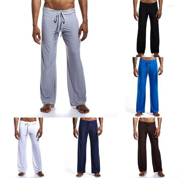 Pantalon de sport décontracté pour hommes, couleur unie, cordon de serrage, taille élastique, coupe ample, pantalon de Yoga, sommeil, gymnastique, survêtement, pyjama de salon