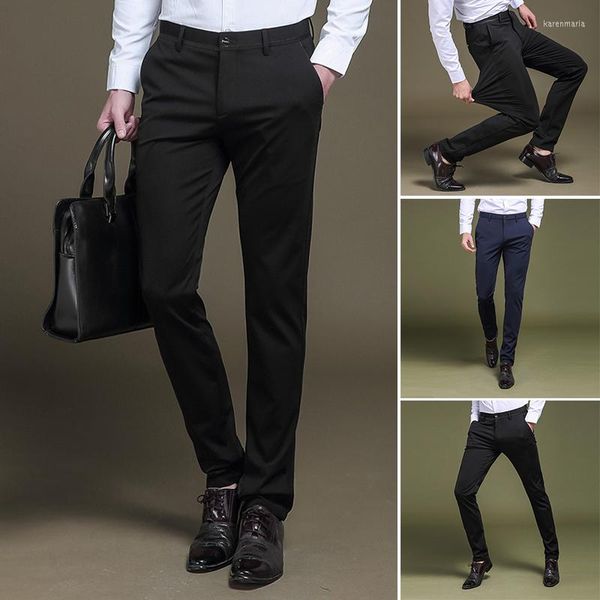 Pantalons pour hommes Casual Summer Youth Business Slim Mid-Waist Pants Non-Iron Stretch