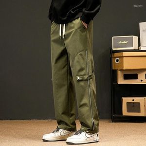 Pantalon pour hommes décontractés marque à la mode zipper high street lâche élastique polyvalent pour hommes