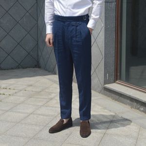 Pantalons pour hommes pantalons décontractés coton lin mâle mode Slim Fit rétro taille haute 2023 haut vêtements B65 230630