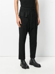 Pantalones de hombre Pantalones casuales Nueve puntos Cinturón Cuerda Tendencia de moda Hombre Ciudad juvenil Europeo y americano Delgado Negro