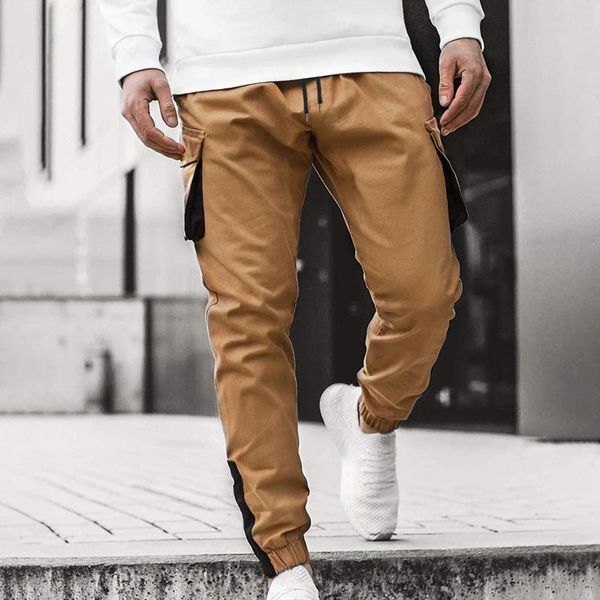 Pantalon masculin à la taille décontractée trois poches pantalon de couleur unie de couleur fonctionne 10 mousse à mémoire