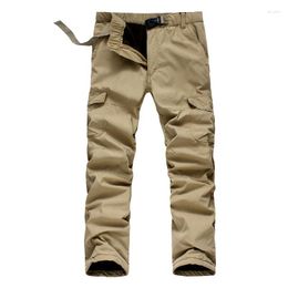 Pantalons pour hommes Casual Warm Thickened Wool Multi Pocket Cargo Tactical Loose Straight Combat Military