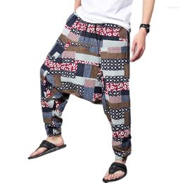 Pantalon pour hommes décontracté jambe large bas entrejambe ample sarouel pantalon de survêtement croisé pantalon de danse hip hop vêtements de confort amusants pour hommes