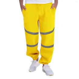 Pantalon masculin Sanitary lâche à rayures jaunes décontractées avec des rayures et des leggings réfléchissants Sports 2024