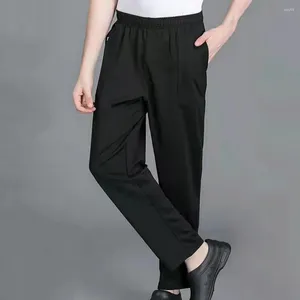 Pantalon pour hommes, pantalon de Chef confortable unisexe avec taille élastique, tissu respirant pour le Service de Restaurant, serveurs extensibles