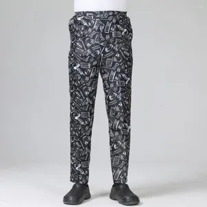 Pantalons pour hommes Pantalons de chef unisexe avec taille élastique Tissu respirant Poches sécurisées pour les uniformes de cuisine de service de restaurant Haute