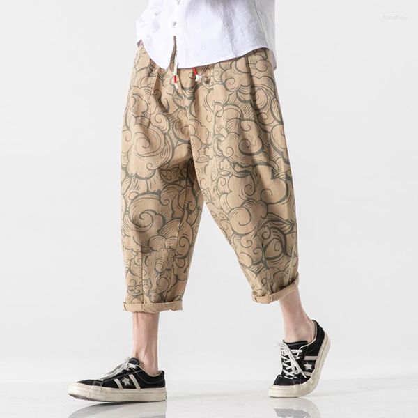 Pantalones de hombre Joggers chinos 2023 Summer Harem Men Print Estilo corto Hasta la pantorrilla Casual Baggy Capris 's