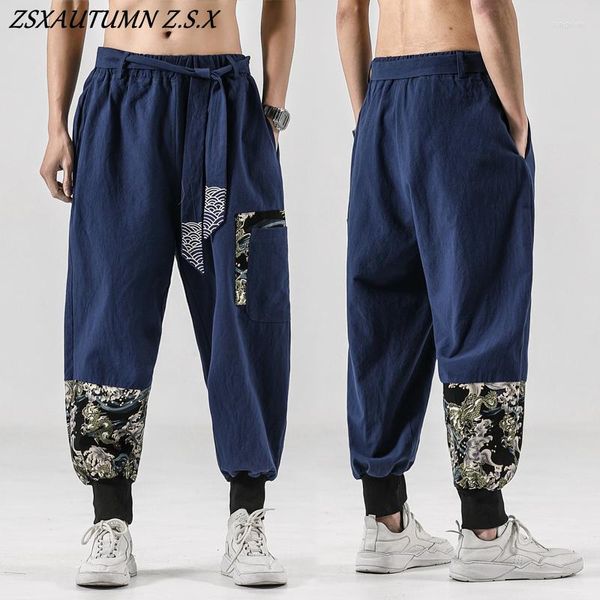 Pantalones bombachos de lino de estilo chino para hombre