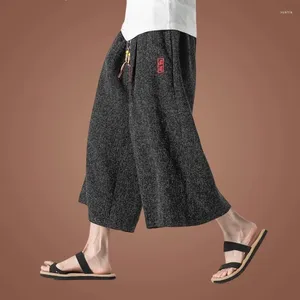 Pantalon pour hommes style chinois soie glacée recadrée personnalité ample lanterne de radis à jambes larges été rétro ethnique jambe large
