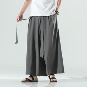 Pantalons pour hommes Style chinois Hommes Vêtements Été Mince Glace Soie Casual Large Lâche Plus Taille Hakama Harajuku Surdimensionné Hip Hop Pantalon