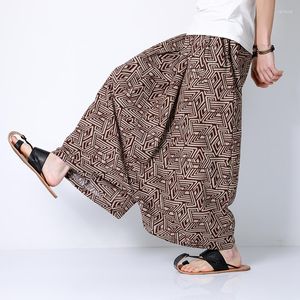 Herenbroek Chinese stijl plus size losse geknipte broek vintage baggy mannen kleding traditionele kleding bloeiers mannelijke harem