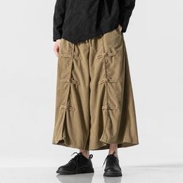 Pantalons pour hommes Style chinois rétro pantalon à jambes larges hommes lâche surdimensionné velours côtelé pantalons décontractés hommes Harajuku pantalon mâle corne pantalons décontractés 231129