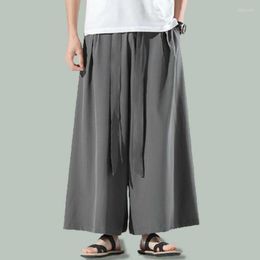 Pantaloni da uomo stile cinese estate sottile gamba larga uomo Harajuku ghiaccio sciolto seta gamba larga pantaloni larghi oversize pantalone taglio
