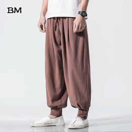 Pantalones para hombres Pantalones de chándal de estilo chino Bloomers de lino de estilo antiguo Joggers de moda casuales para hombres Pantalones deportivos sueltos de gran tamaño 5XL Pantalones masculinos Z0225