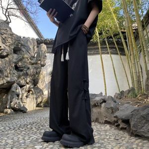 Herenbroek Chinese stijlvolle heren lange viscose gloeidraad los fit broek zomermannen