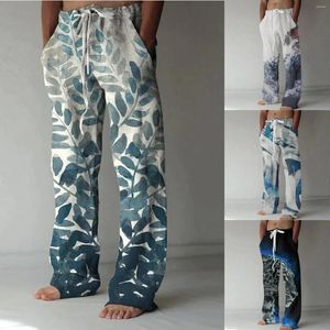 Pantalons pour hommes Chinos Slim Fit Hommes Pantalon à jambe ouverte pour hommes avec poches Pantalon imprimé pour homme Printemps Été Casual Full Print Retro Tether