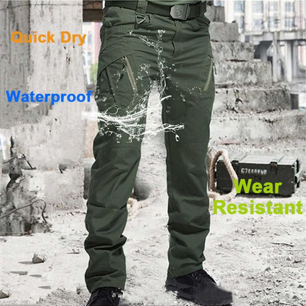 Pantalones de hombre Pantalones tácticos militares de ciudad Pantalones de carga de combate para hombres Pantalón impermeable multibolsillo Traje de entrenamiento informal Ropa Senderismo W0414