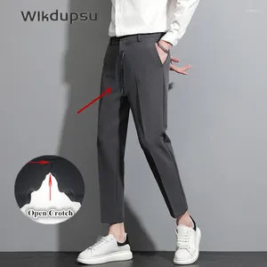 Pantalon masculin Classic Casual Men Spring Autumn Business Business Invisible Double Zippers Open Entre-croot