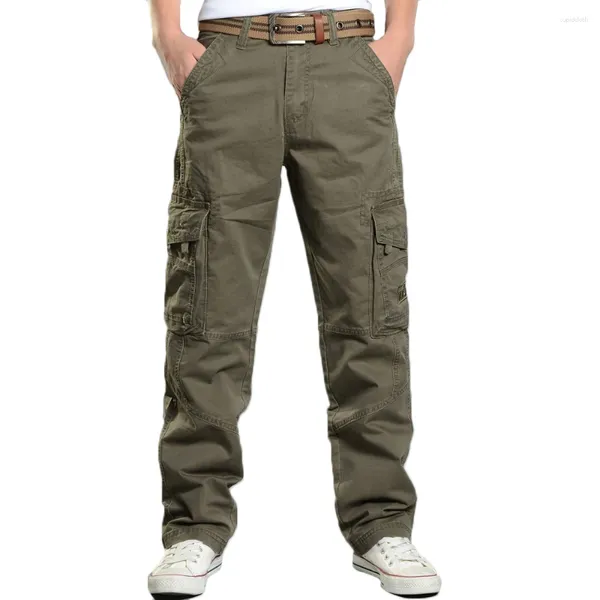 Pantalones para hombres Classic Mens Cargo Straight Slacks Casual Baggy Pantalones de algodón Masculino Militar Táctico con múltiples bolsillos