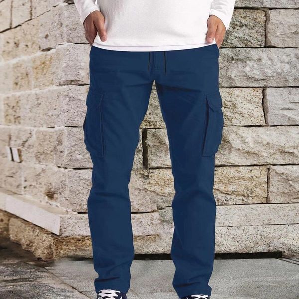 Pantalones para hombres trabajo clásico de carga hombres algodón de algodón delgada gris Corea Corea Fashion Otoño Invierno gruesas pantalones casuales Pantalones