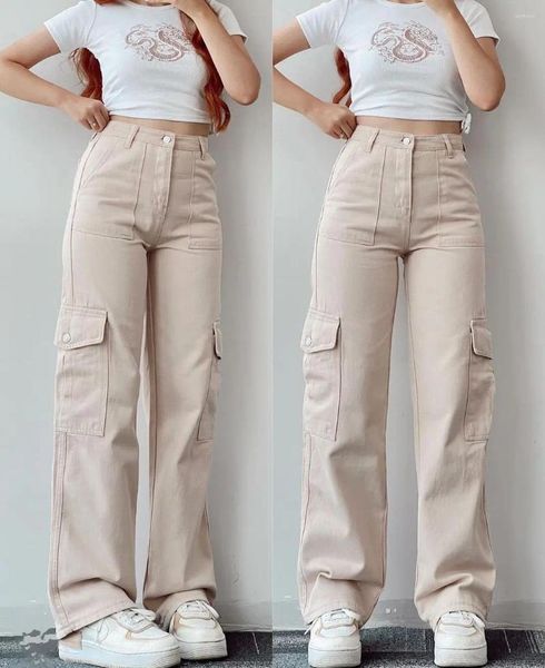 Pantalones para hombres Ropa de trabajo de cintura cerrada 2023 Casual versátil europeo y americano con bolsillo medio 3D
