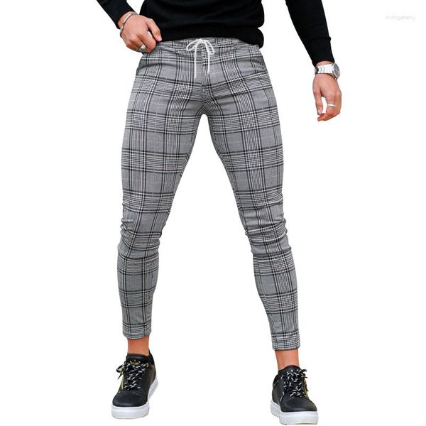 Pantalons pour hommes Vêtements Version coréenne À la mode Mode Pieds minces Carreaux anglais Été Décontracté Quotidien Simple All-match Neuf points