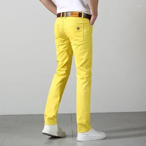 Pantalon masculin coloré de mode décontracté masculin beau slim pantalon long long élastique solide dropship fête jeune quotidien