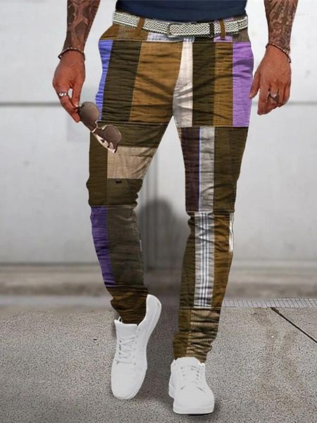 Pantalones para hombres coloridos cuadrados de ocio al aire libre tendencia de la calle