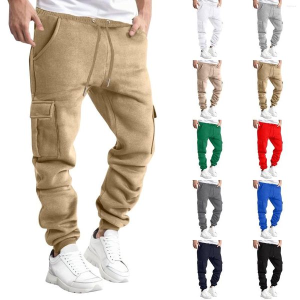 Pantalons pour hommes confortables décontractés à la mode et chauds couleur unie vêtements de travail poches sanitaires