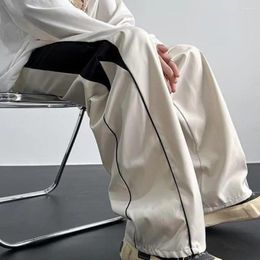 Pantalones de hombres de contraste Men traseros pantalones de chándal con cordón ancho con cintura elástica de entrepierna suave transpirable