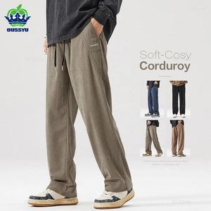 Herenbroeken Corduroy Casual trekkoord Elastische taille Zakelijk Mode Losse rechte zwarte kaki Korea-broek Winter