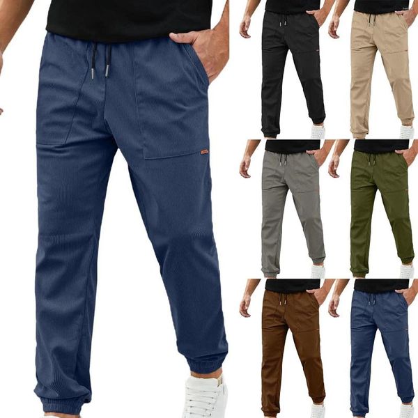 Pantalon en velours côtelé pour hommes, cordon de serrage à la taille, élastique, effilé, jogging, bout de sport, mousse scintillante