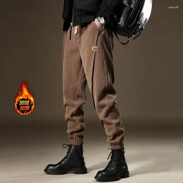 Pantalones para hombres Corduroy Fleece Jogger Hombres Otoño Invierno Sweetpants Baggy Hip Hop Streetwear Sport Harlem Vintage Pantalón Coreano