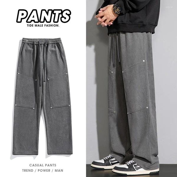 Pantalones para hombres pana revisión coreana mucha ropa de moda