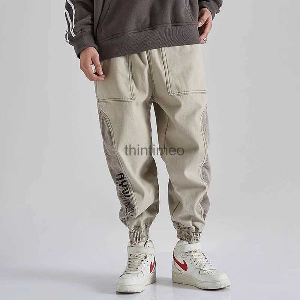 Pantalons pour hommes velours côtelé Patchwork pantalons décontractés Hip Hop Cargo pantalon hommes vêtements Streetwear coréen Joggers Harajuku mode pantalons de survêtement YQ231214