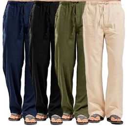Pantalon pour hommes en coton et grande taille, respirant, absorbant la sueur, basique, décontracté, jambes larges