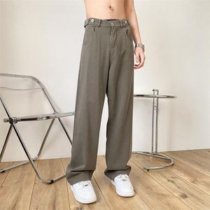 Pantalones de algodón para hombre, informales, a la moda, de gran tamaño, pierna ancha, ropa informal japonesa, pantalones rectos holgados de hip-hop para hombre