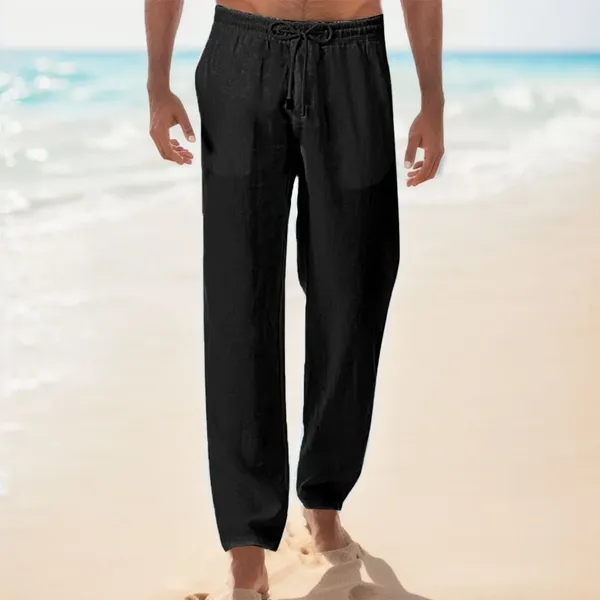 Pantalones para hombres Línea de algodón 2024 Moda de verano Color sólido sólido Jogigadores blancos heterosexuales Cintura elástica de talla grande pantalones