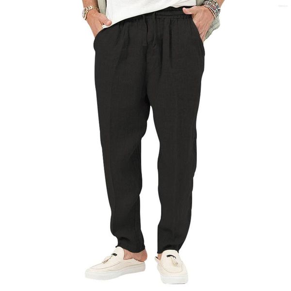 Pantalon homme coton lin automne mode respirant couleur unie décontracté confort Jogging Fitness pantalon Streetwear