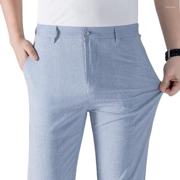 Pantalons pour hommes coton lin décontracté mince été Style coréen vêtements coupe régulière pantalons longs pour hommes bleu kaki 2023 mode