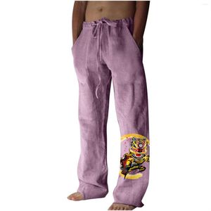 Pantalon Homme Coton Lin Pour Homme Imprimé Tigre Décontracté Coupe Ample Baggy Hippie Style Rétro Classique Léger Taille Ouvert Et Yoga