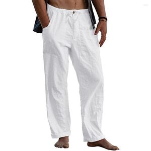 Pantalon homme coton lin homme automne respirant couleur unie pantalon de Yoga Fitness Streetwear gymnase plage longue S-5XL