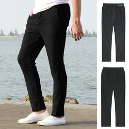 Herenbroek Katoen Linnen Effen Kleur Casual Los Trekkoord Ademend Fitness Pantaloon Strandbroek S-3Xl